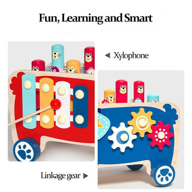 ElefunPlay | Ontdek, sla en leer - Houten hamer- en xylophonespel voor kinderen